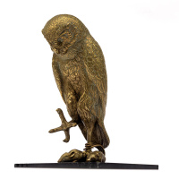 Art Deco Brass Owl Pen Holder/Paper Weight (c.1920)