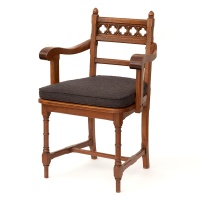 Polished Oak Chunky Puginesque Gothic Revival Desk Chair