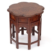 Rare and Early Sheesham Wood Petal Shaped Hoshiapur Table