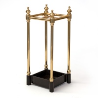 Compact Chunky Square Cast Iron and Brass Umbrella Stand
