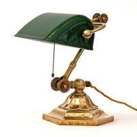 Adjustable Dugdills Brass Desk Lamp with Original Enamel Shade