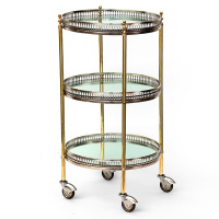Small Three Tier Brass and Glass Etagere or Drinks Trolley