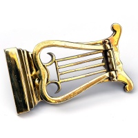 Polished Cast Brass Door Knocker in the Form of a Harp