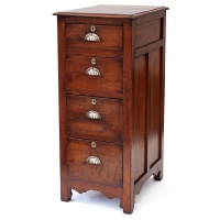 Polished Walnut Shop Chest with Four Graduated Drawers