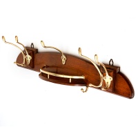 Oak Wall Mounted Hook Board with Brass Gallery