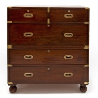 Mahogany Two Section Brass Mounted Campaign Chest on Chest