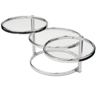 20th C. Swivel Chrome and Glass Table in the Manner of Eileen Grey