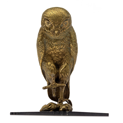 Art Deco Brass Owl Pen Holder/Paper Weight (c.1920)
