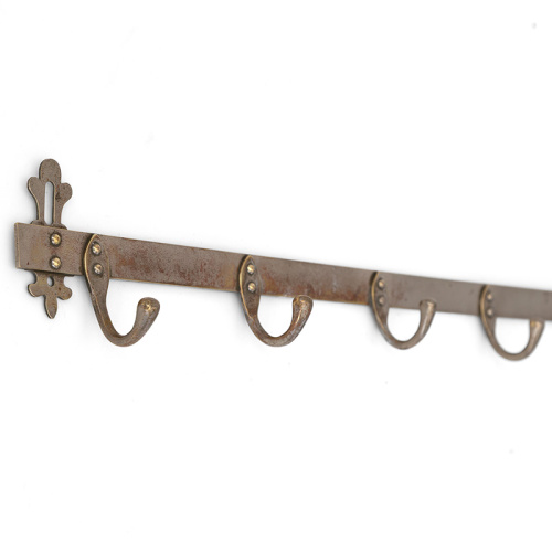 Nickel plated six hook wall mounted coat rack. (c.1930)
