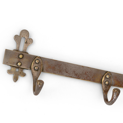 Nickel plated six hook wall mounted coat rack. (c.1930)