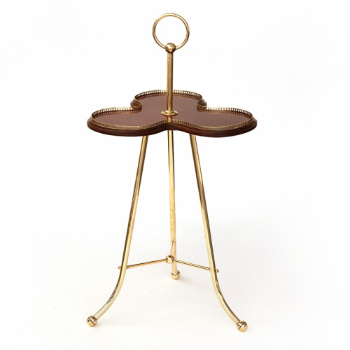 Halls Patent Brass and Mahogany Hotel Cocktail Lounge Drinks Table