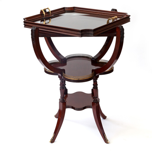 Antique Polished Mahogany Drinks Table with Removable Heavy Glass Tray (c.1910)