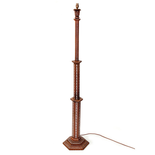 Rare Antique Anglo Indian Hoshiarpur Inlaid Standard Lamp